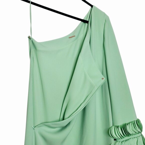 Alexis‎ Jamie Persian Green Maxi Dress One Shoulder Laser Cut Gown S - Picture 10 of 16